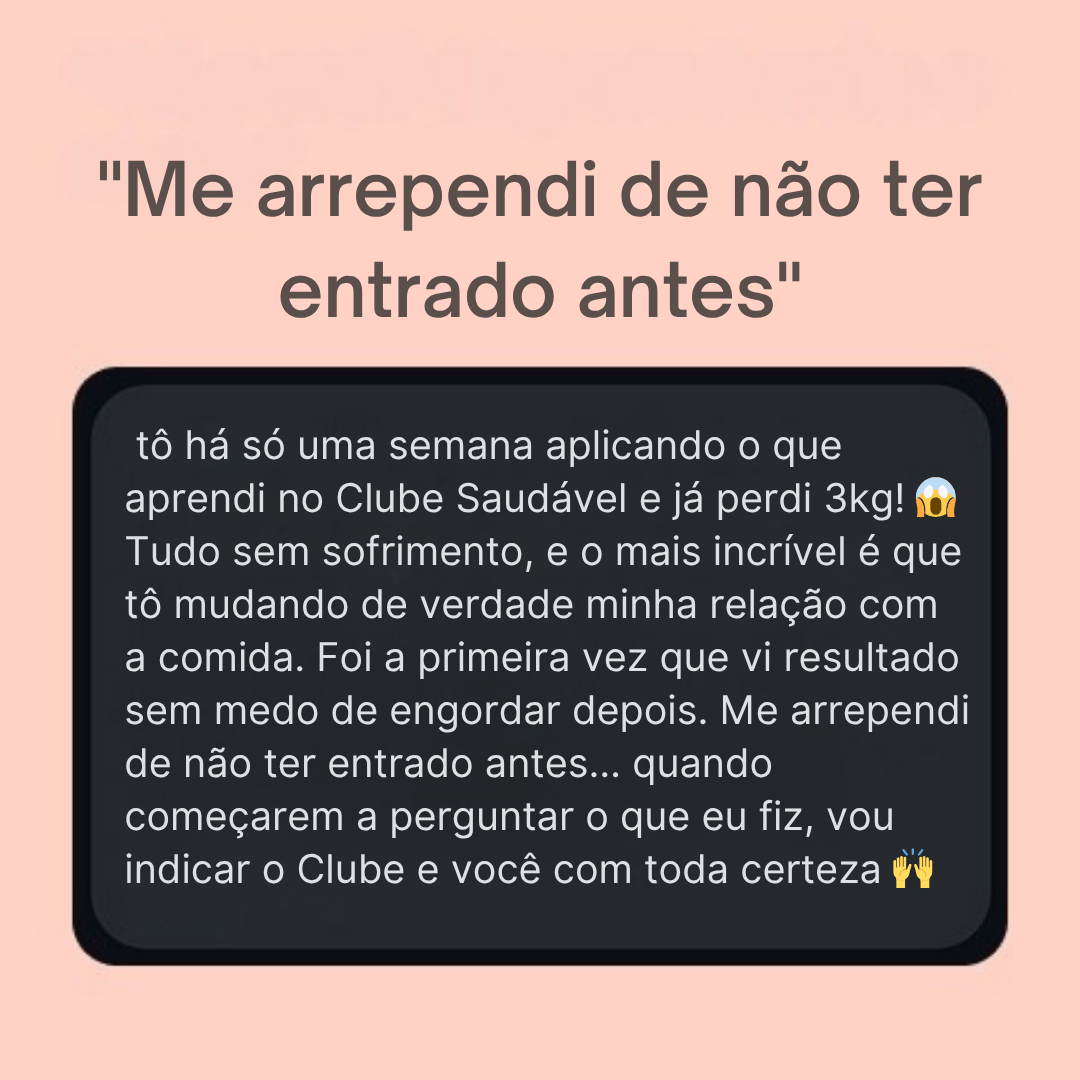 Depoimento resultado Clube Saudável